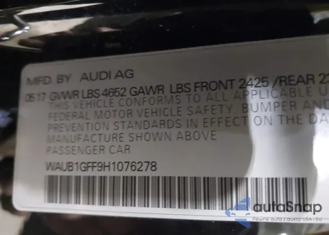 2017 Audi S3 2.0T Premium Plus из США, поврежденный, VIN WAUB1GFF9H1076278